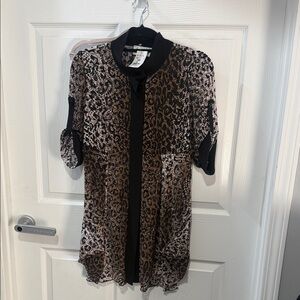 Joseph Ribkoff Animal Print Blouse with Black Trim